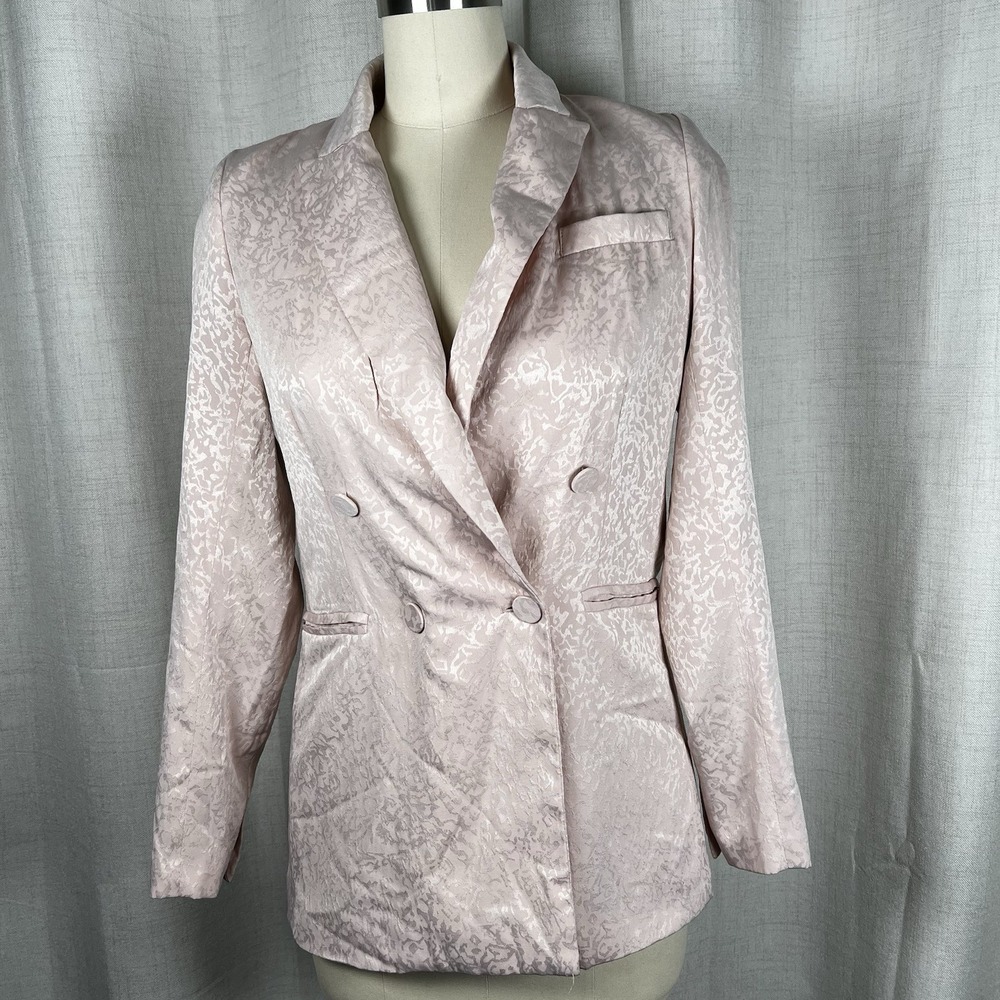 House Of Harlow Woman's Sz XS Blush Pink Jacquard Double Breasted Blazer Jacket